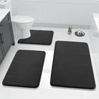 Yimobra Memory Foam Bath Mat Set 3 Pieces- Super Soft Absorbent Quick Dry Bathroom Rug Sets, Machine Washable Non Slip Floor Carpet for Tub Shower, Vanity & Toilet Base, Gray