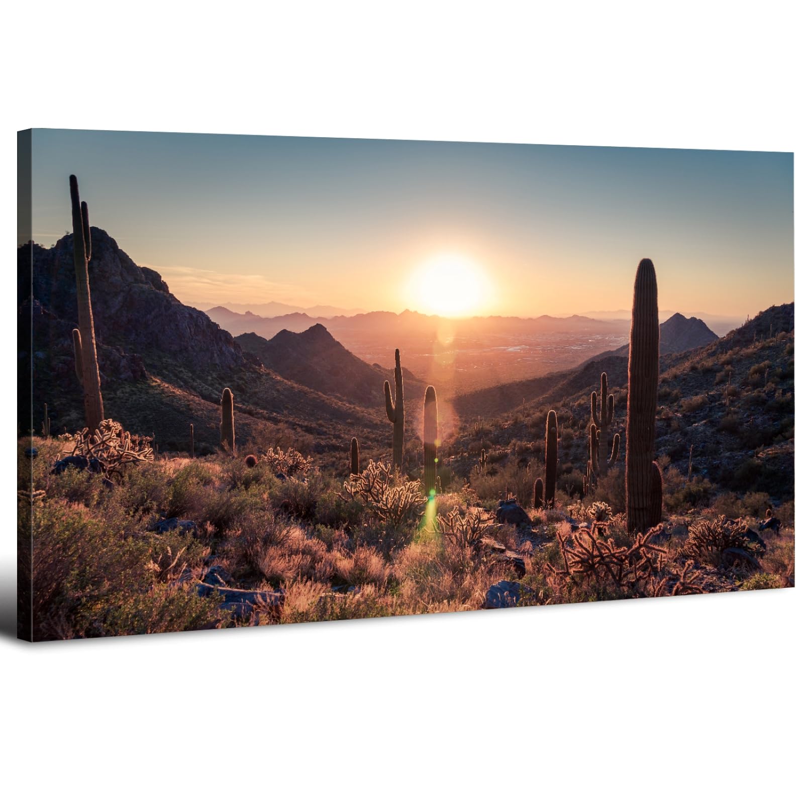 Sunset Mountain Wall Art for Living Room Nature Grand Teton Landscape Canvas Wall Decor National Park Wall Art Oxbow Bend Snake River Scenery Wyoming Painting Artwork Office Home Decoration 20x40"