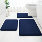 HOMEIDEAS Upgraded Bathroom Rugs Set 3 Piece, Extra Thick Absorbent Soft Memory Foam, Washable Toilet Bath Mat (Grey,17"x24"+20"x32"+U Shape 20"x24")