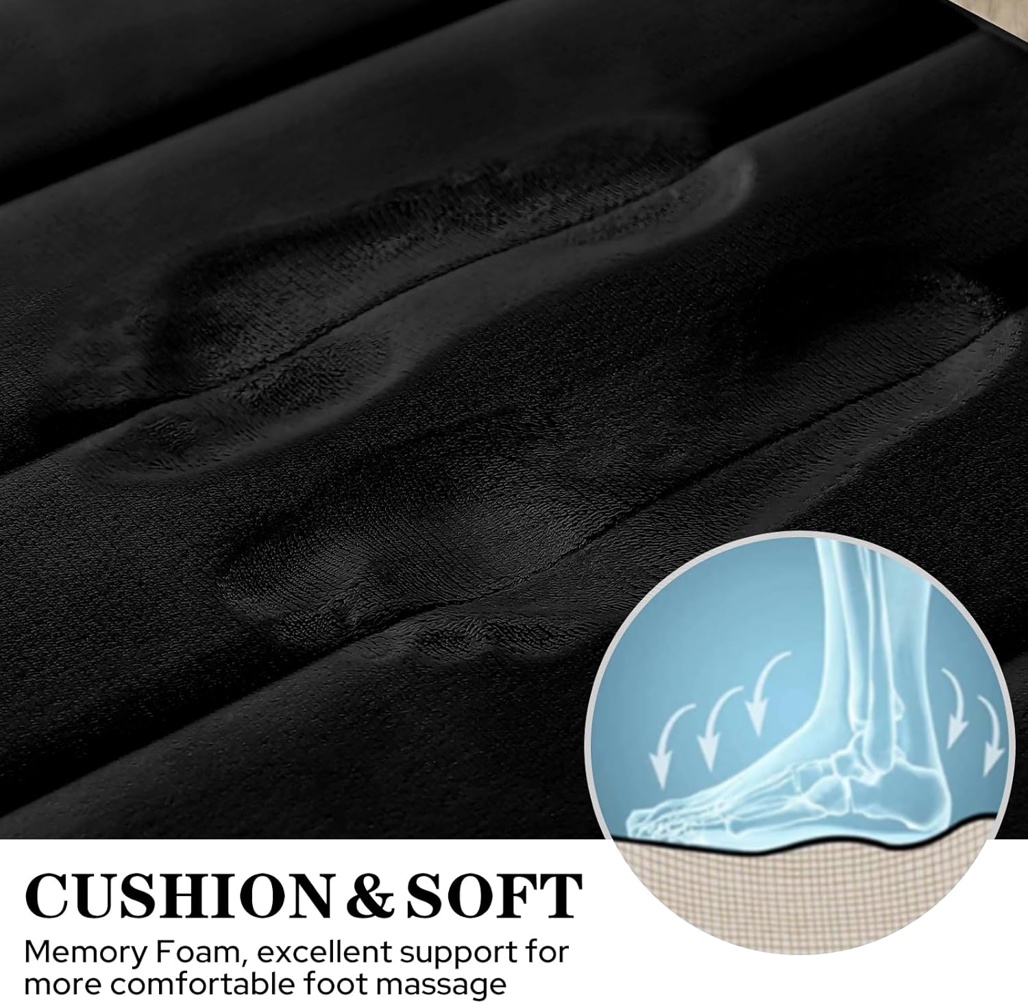 Black Memory Foam Bath Rug 3 Piece Set, Soft Absorbent Non-Slip & Washable