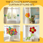 32 Pcs Plush Flower Curtain Tiebacks, Bendable Stem Outdoor Tiebacks, Sunflower Flower Tiebacks for Bedroom Curtains, Outdoor Curtain Tiebacks, Suitable for Bedroom Curtain Decoration