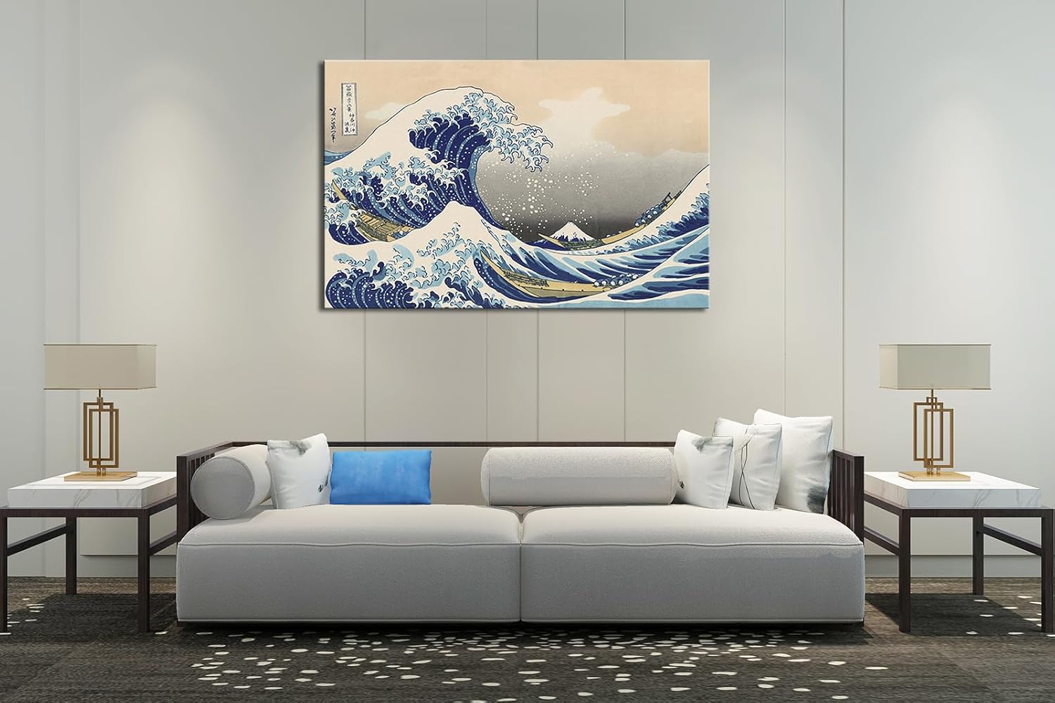 OKEXCKK The Great Wave off Kanagawa by Katsushika Hoki Wall Art Decor, Classic Painting Abstract Seascape Canvas Print Pictures, Modern Japanese Artwork for Bedroom Living Room Decoration - 24"x36"