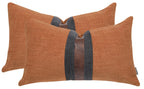 Set of 2 Leather Throw Pillow Covers Cotton Linen Decor Patchwork Pillow Cover Faux Leather Pillows Cover for Couch Sofa Living Room Bedroom,Beige 24"x24"