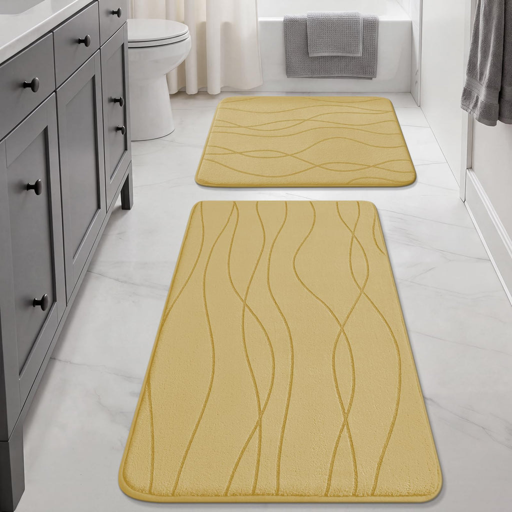 YIHOUSE Memory Foam Grey Bathroom Rug Sets 5 Piece, Ultra Absorbent Bath Mat for Bathroom - Non-Slip Machine Washable & Dry Quickly, 5 Piece Bathroom Mat Set, Dark Grey