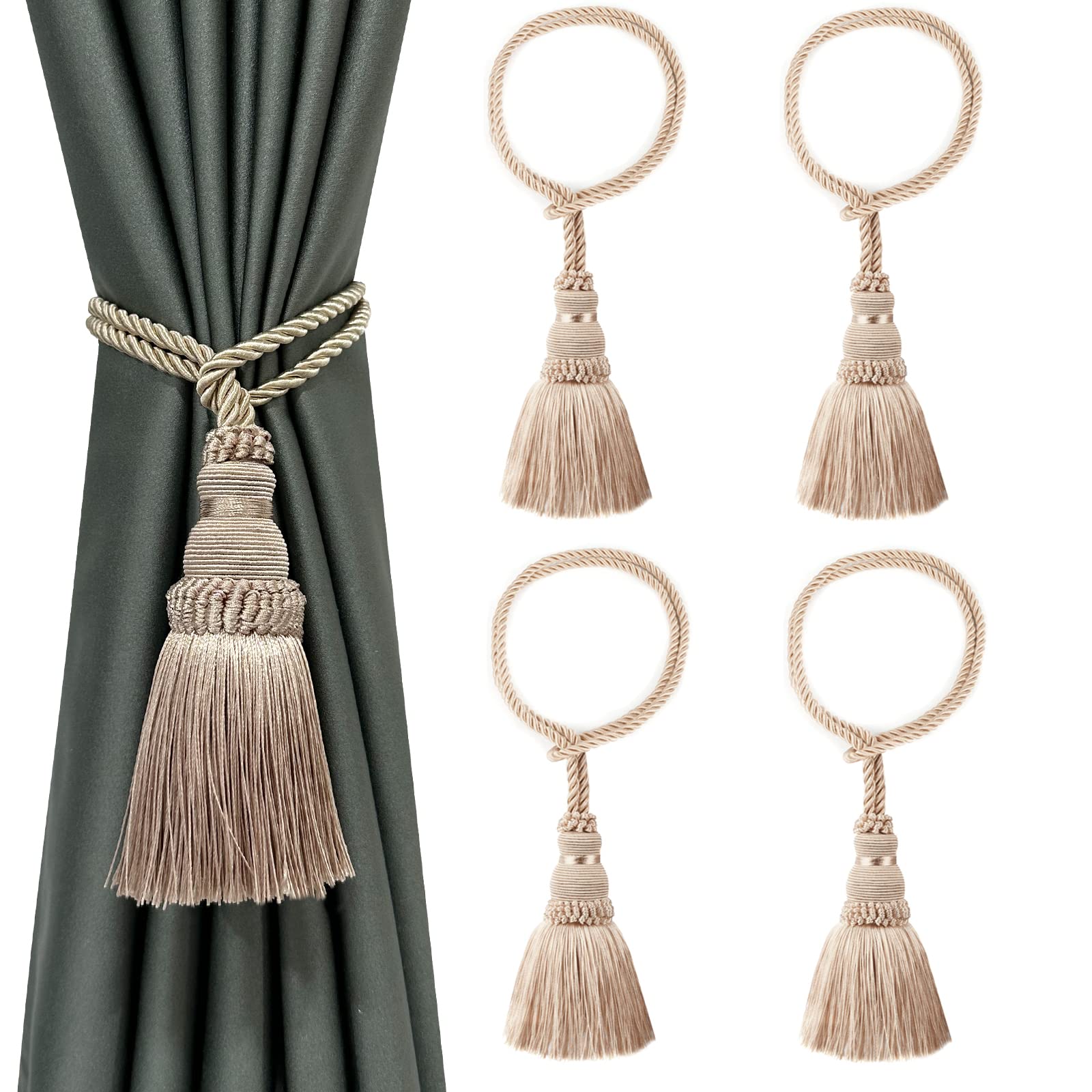 6 Pack Curtain Tie Backs Rope Tassels for Curtains Drape tiebacks Handmade Outdoor Home and Outdoor Decorative (Mix Blue, 6p)