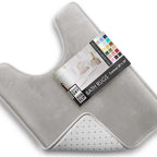 Clara Clark 3 Piece Bathroom Rugs Bath Mat Set, Velvet Memory Foam Bath Mats for Bathroom - Non-Slip, PVC Backing Bath Rugs, Washable - Dries Quickly, Grey