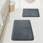 HUXMEYSON Bathroom Rugs Sets 3 Piece, Non-Slip & Quick Dry Bath Mat Set, Ultra Soft Velvet Bath Rugs for Bathroom, Toilet and Shower Floor, Grey Green