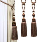 2Pcs Curtain Tiebacks Tassel Tie-Backs, Elegant Curtain Tie Backs Holdbacks for Decor-Light Coffee