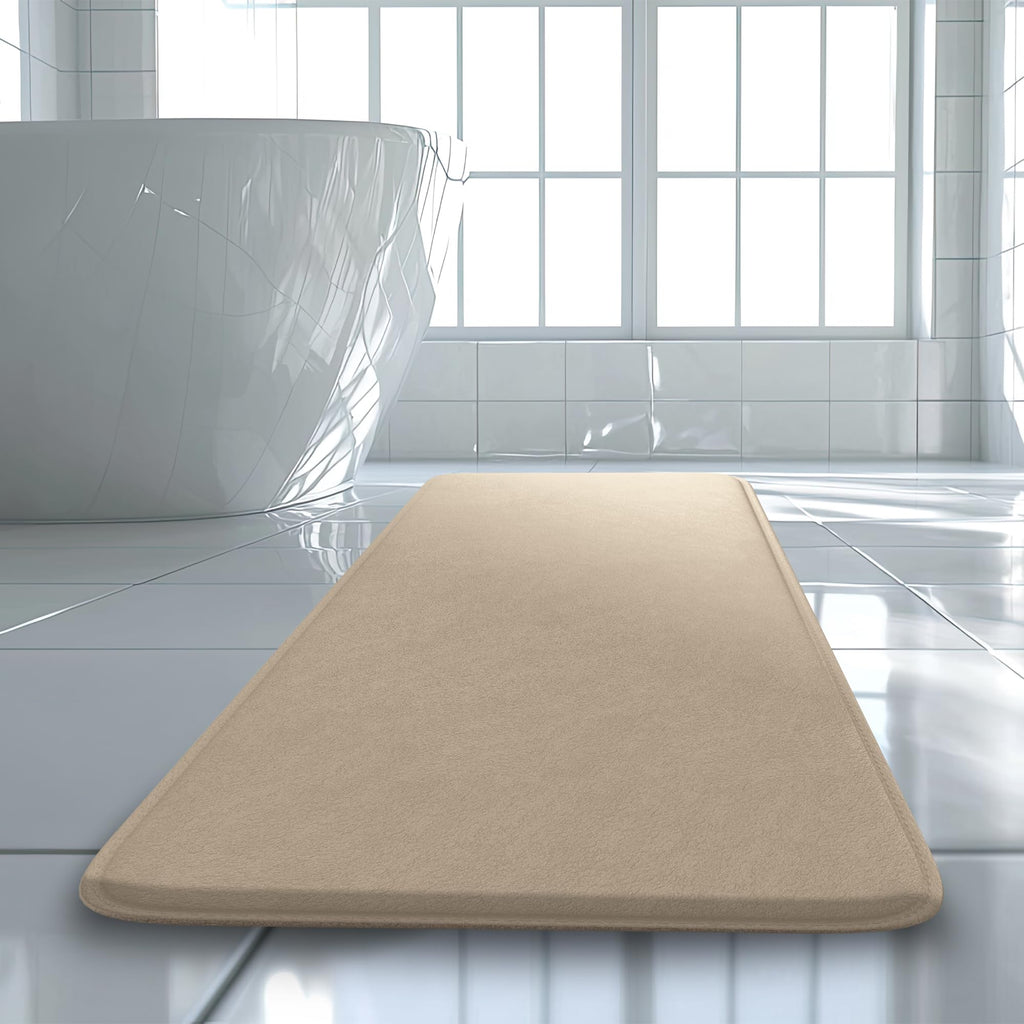 5-Piece Bathroom Rug Set - Memory Foam Bath Mats, Non-Slip, Ultra-Soft, Water Absorbent, Machine Washable Bathroom Rugs - Beige