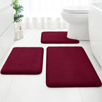HOMEIDEAS Upgraded Bathroom Rugs Set 3 Piece, Extra Thick Absorbent Soft Memory Foam, Washable Toilet Bath Mat (Grey,17"x24"+20"x32"+U Shape 20"x24")