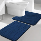 YIHOUSE Memory Foam Grey Bathroom Rug Sets 5 Piece, Ultra Absorbent Bath Mat for Bathroom - Non-Slip Machine Washable & Dry Quickly, 5 Piece Bathroom Mat Set, Dark Grey