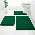 HOMEIDEAS Upgraded Bathroom Rugs Set 3 Piece, Extra Thick Absorbent Soft Memory Foam, Washable Toilet Bath Mat (Grey,17"x24"+20"x32"+U Shape 20"x24")