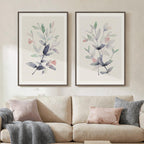 Large Framed Vintage Botanical Wall Art Set of 2, Neutral Antique Floral Canvas Painting Prints Artwork for Walls, Retro Rustic Farmhouse Flowers Pictures for Living Room Bedroom Wall Decor, 24x36 In