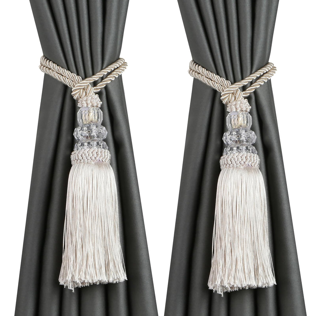 6 Pack Curtain Tiebacks with Tassel, Outdoor Elegant Decorative Curtain Holdback,Modern Rope Window Curtain Ties Backs for Draperies (6, Gold)