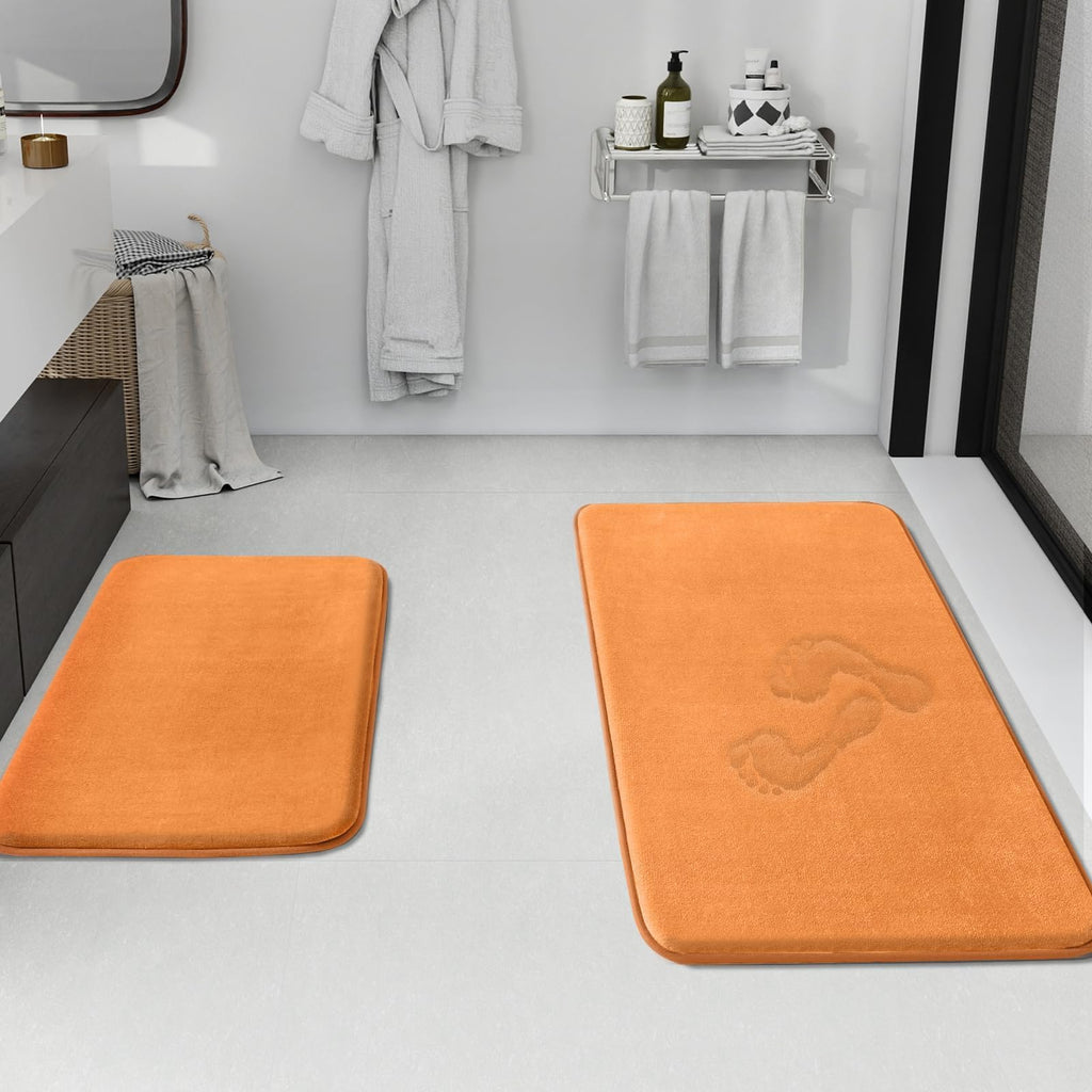 HUXMEYSON Bathroom Rugs Sets 3 Piece, Non-Slip & Quick Dry Bath Mat Set, Ultra Soft Velvet Bath Rugs for Bathroom, Toilet and Shower Floor, Grey Green