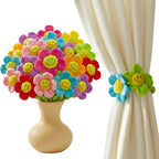 32 Pcs Plush Flower Curtain Tiebacks, Bendable Stem Outdoor Tiebacks, Sunflower Flower Tiebacks for Bedroom Curtains, Outdoor Curtain Tiebacks, Suitable for Bedroom Curtain Decoration