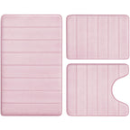 Black Memory Foam Bath Rug 3 Piece Set, Soft Absorbent Non-Slip & Washable