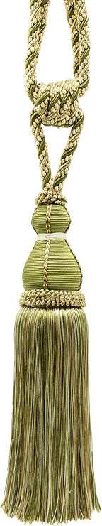 DÉCOPRO Elegant Large Tassel Tieback for Curtains & Draperies, Tassel Length 12" (30.5cm), Spread 30" (76cm) # TBH15, Olive Garden Green (Color# 010) Set of 4