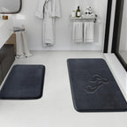 HUXMEYSON Bathroom Rugs Sets 3 Piece, Non-Slip & Quick Dry Bath Mat Set, Ultra Soft Velvet Bath Rugs for Bathroom, Toilet and Shower Floor, Grey Green