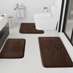 HUXMEYSON Bathroom Rugs Sets 3 Piece, Non-Slip & Quick Dry Bath Mat Set, Ultra Soft Velvet Bath Rugs for Bathroom, Toilet and Shower Floor, Grey Green