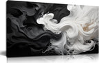 Abstract Black and White Wall Art for Living Room, Modern Minimalist Neutral Canvas Printed Painting Decorative-Picture Wall-Decor Artwork for Bedroom Dining Room Home Office, Size 40x20 Inches