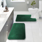 Clara Clark 3 Piece Bathroom Rugs Bath Mat Set, Velvet Memory Foam Bath Mats for Bathroom - Non-Slip, PVC Backing Bath Rugs, Washable - Dries Quickly, Grey