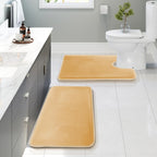 Clara Clark 3 Piece Bathroom Rugs Bath Mat Set, Velvet Memory Foam Bath Mats for Bathroom - Non-Slip, PVC Backing Bath Rugs, Washable - Dries Quickly, Grey