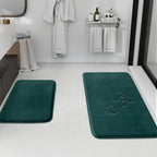 HUXMEYSON Bathroom Rugs Sets 3 Piece, Non-Slip & Quick Dry Bath Mat Set, Ultra Soft Velvet Bath Rugs for Bathroom, Toilet and Shower Floor, Grey Green