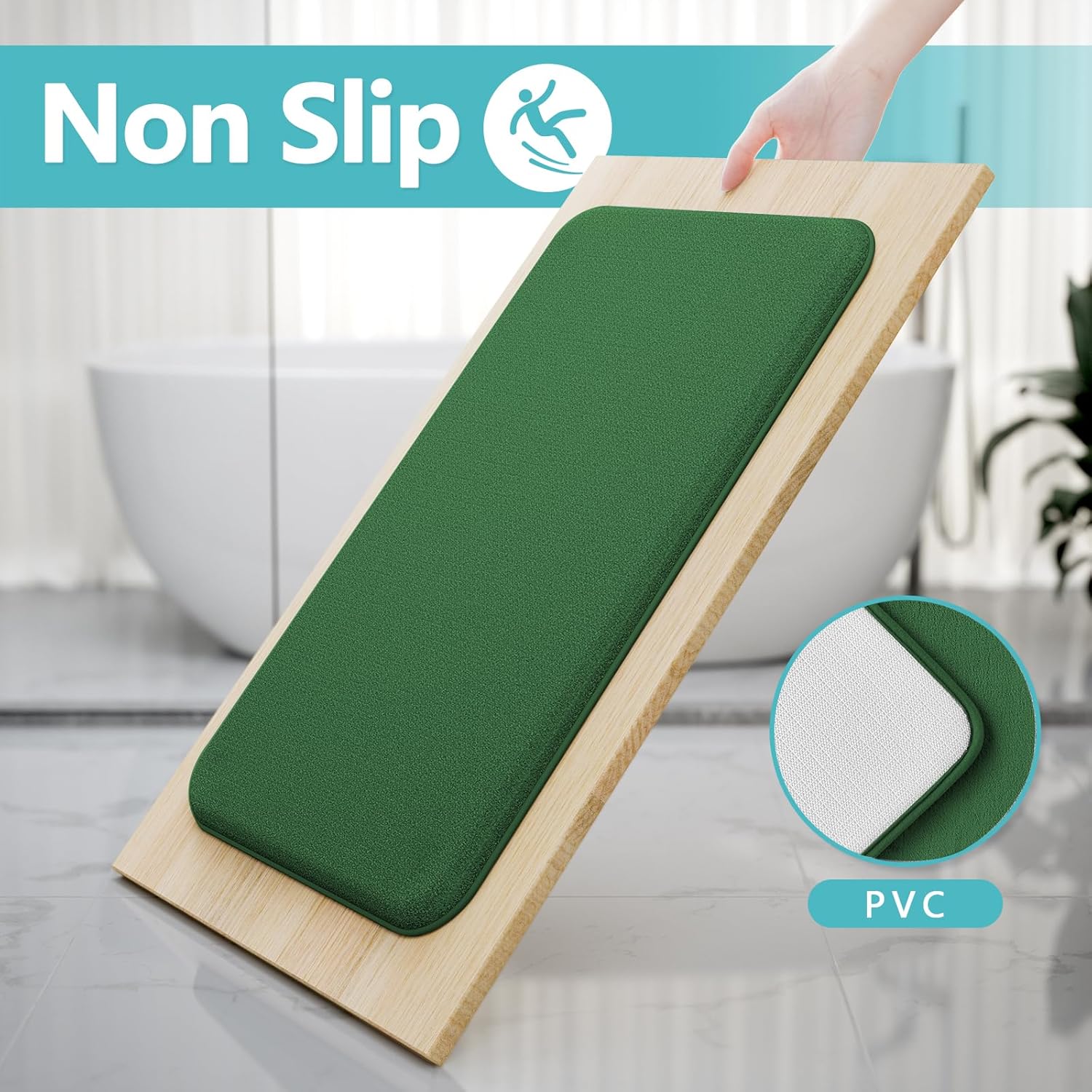 RUN HELIX Bathroom Rugs Sets 3 Piece, Soft Absorbent Memory Foam Bath Mats Set, Dry Fast Bath Mat, Machine Washable Bath Rug Set for Bathroom （Forest Green）
