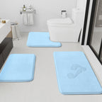 HUXMEYSON Bathroom Rugs Sets 3 Piece, Non-Slip & Quick Dry Bath Mat Set, Ultra Soft Velvet Bath Rugs for Bathroom, Toilet and Shower Floor, Grey Green