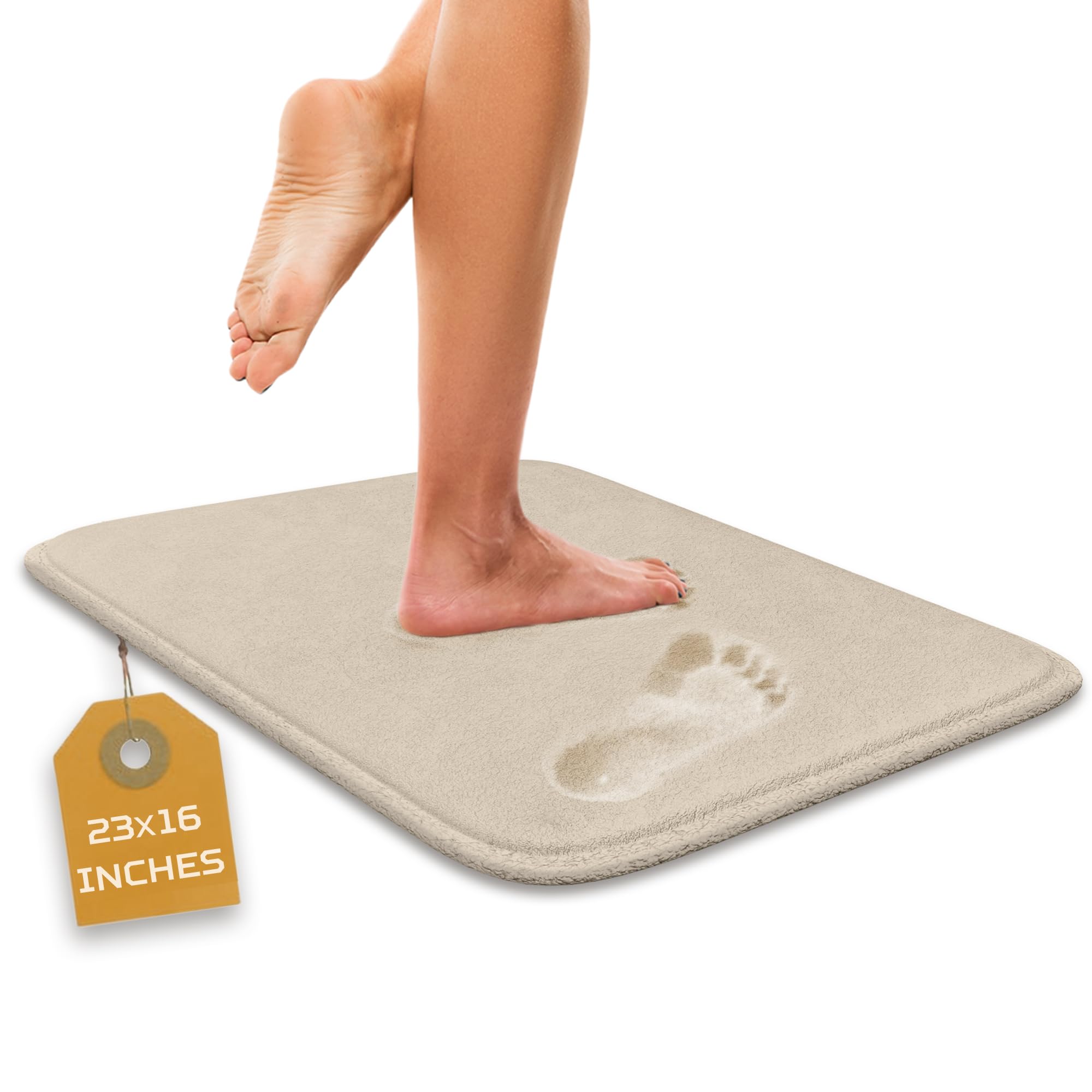 5-Piece Bathroom Rug Set - Memory Foam Bath Mats, Non-Slip, Ultra-Soft, Water Absorbent, Machine Washable Bathroom Rugs - Beige