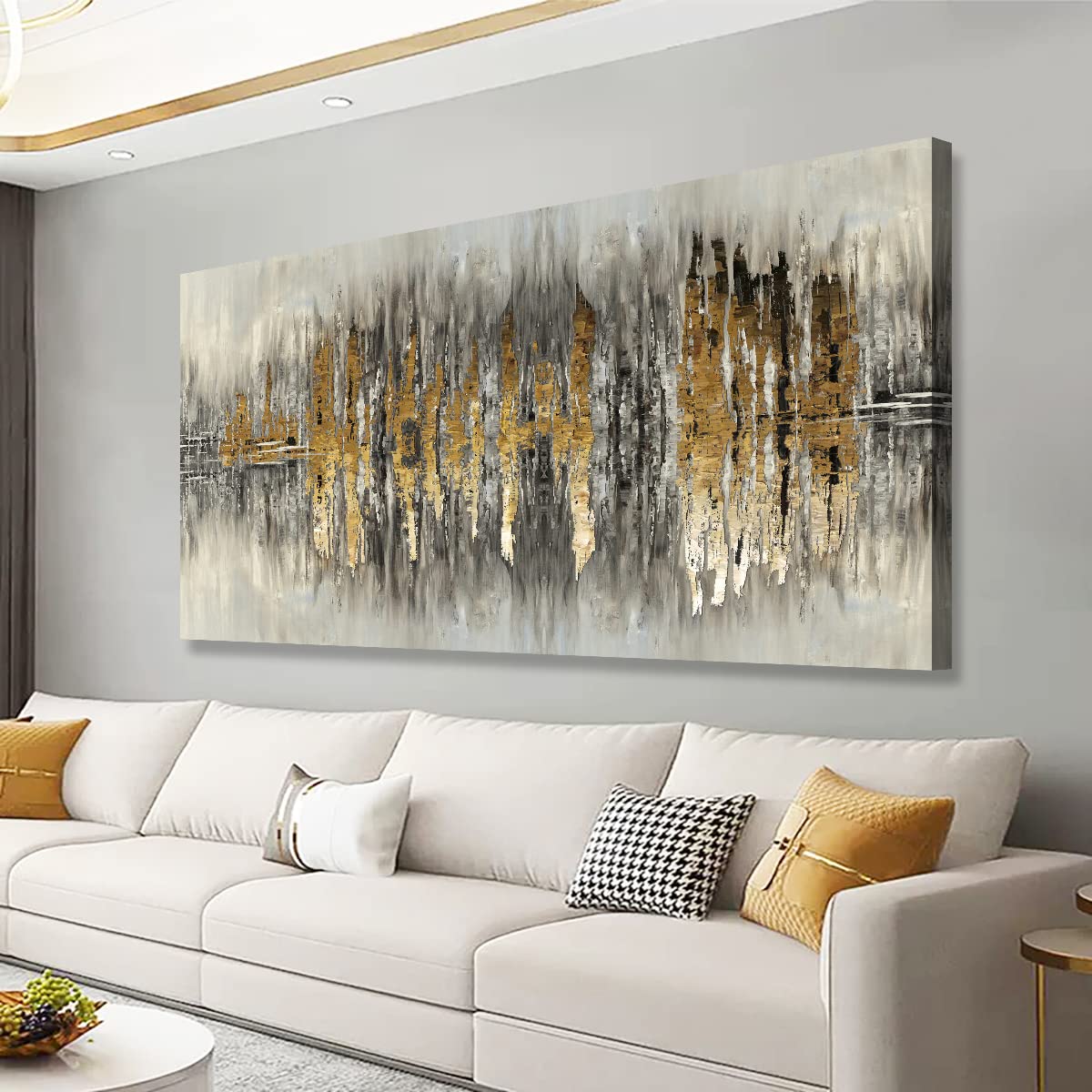 Earthy Texture Picture Print Canvas Wall Art Living Room Dining Room Office Study Bedroom Wall Decor Earthy Texture Landscape Abstract Wall Art Prints Modern Golden Brown Landscape Artwork - 20x40 in