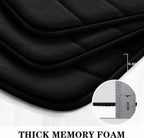 Black Memory Foam Bath Rug 3 Piece Set, Soft Absorbent Non-Slip & Washable