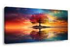Lasdel Stretched Canvas Wall Art of White Flowers Plant Picture for Living Room Bedroom Home Decoration, Beautiful White and Red Premium Nature Print Artwork Painting Decor, Inner Frame 23x46 Inches