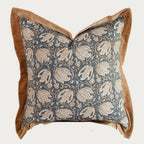 Palm & Loom 100% Cotton Linen Cushion Cover - Aira Decorative Throw Pillow Case with Camel & Blue print with flange - Modern Traditional Living Room, Bedroom Pillow Cover (Tana, 20" x 20" (Pack of 1))