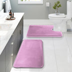 Clara Clark 3 Piece Bathroom Rugs Bath Mat Set, Velvet Memory Foam Bath Mats for Bathroom - Non-Slip, PVC Backing Bath Rugs, Washable - Dries Quickly, Grey