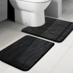 YIHOUSE Memory Foam Grey Bathroom Rug Sets 5 Piece, Ultra Absorbent Bath Mat for Bathroom - Non-Slip Machine Washable & Dry Quickly, 5 Piece Bathroom Mat Set, Dark Grey