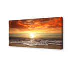 Baisuart S02250 Canvas Prints Wall Art Beach Sunset Ocean Waves Nature Pictures Stretched Canvas Wooden Framed for living Room Bedroom and Office