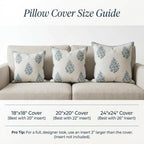 Jillien Harbor “The Camille” Floral Block Print Pillow Cover – Soft Blue and White Decorative Throw Pillow Cover – Grandmillennial Home Decor, 20" x 20"