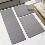Memory Foam Bathroom Rugs Sets 3 Piece, Extra Thick Soft Absorbent Non Slip Upgraded, Washable Toilet Bath Mat Shower Carpet for Bedroom, Living Room (Grey, U Shape 24” X 24”+24” X 32”+17” X 48”)