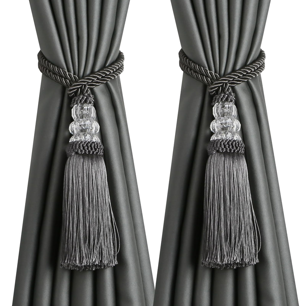6 Pack Curtain Tiebacks with Tassel, Outdoor Elegant Decorative Curtain Holdback,Modern Rope Window Curtain Ties Backs for Draperies (6, Gold)