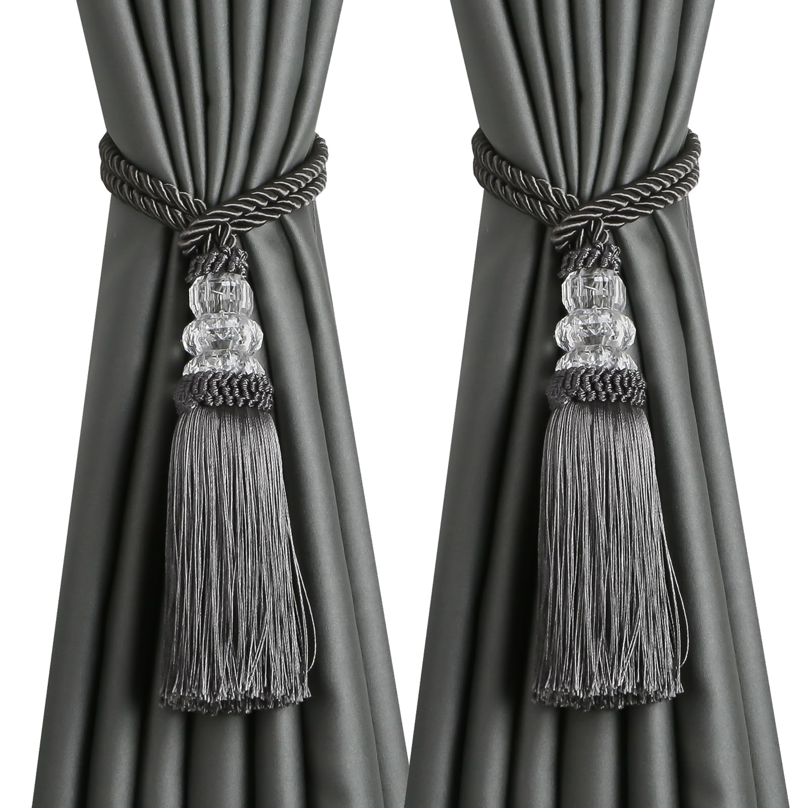 6 Pack Curtain Tiebacks with Tassel, Outdoor Elegant Decorative Curtain Holdback,Modern Rope Window Curtain Ties Backs for Draperies (6, Gold)
