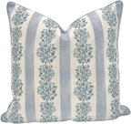Jillien Harbor “The Camille” Floral Block Print Pillow Cover – Soft Blue and White Decorative Throw Pillow Cover – Grandmillennial Home Decor, 20" x 20"