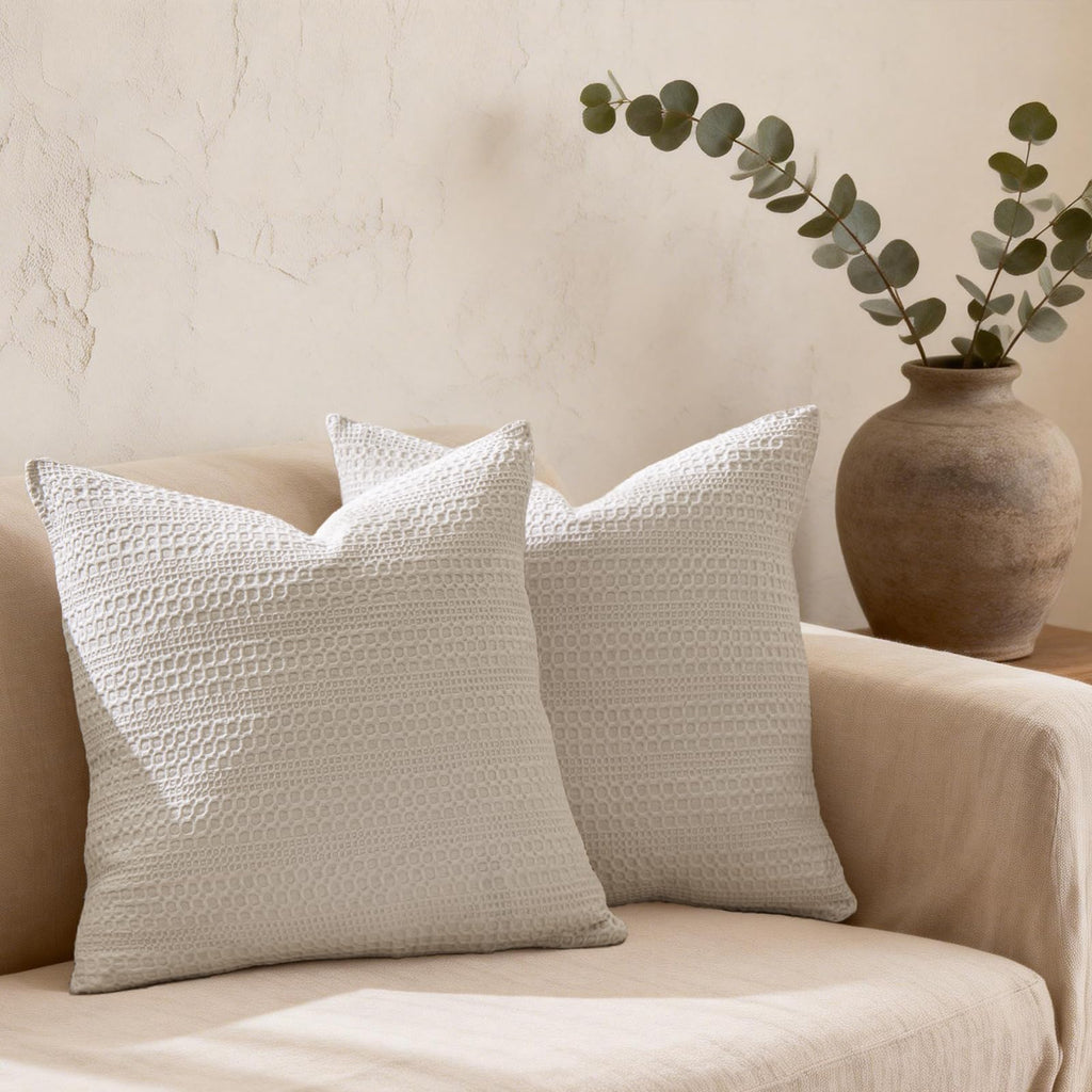 26x26 Pillow Covers Set of 2 Khaki Euro Shams Boho Decorative Throw Pillow Covers Cotton Large Square Pillowcase for Couch Bed