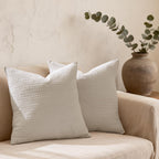 26x26 Pillow Covers Set of 2 Khaki Euro Shams Boho Decorative Throw Pillow Covers Cotton Large Square Pillowcase for Couch Bed