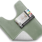 Clara Clark 3 Piece Bathroom Rugs Bath Mat Set, Velvet Memory Foam Bath Mats for Bathroom - Non-Slip, PVC Backing Bath Rugs, Washable - Dries Quickly, Grey