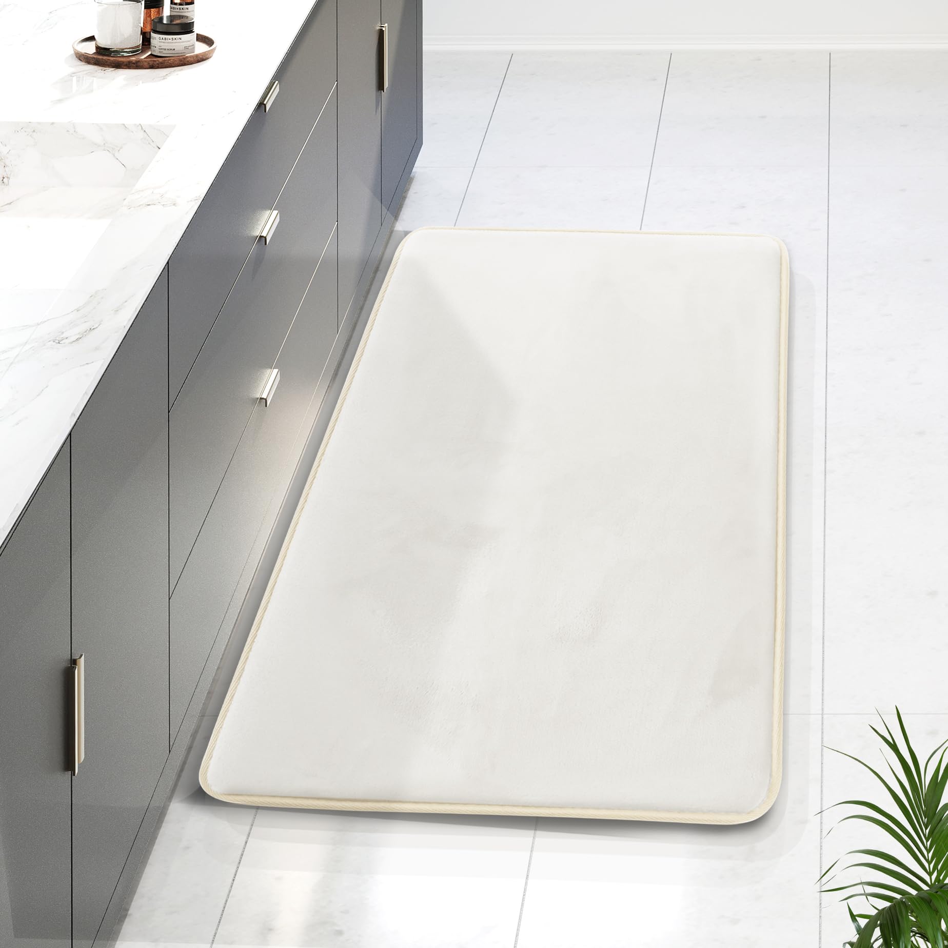 Clara Clark 3 Piece Bathroom Rugs Bath Mat Set, Velvet Memory Foam Bath Mats for Bathroom - Non-Slip, PVC Backing Bath Rugs, Washable - Dries Quickly, Grey