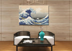 OKEXCKK The Great Wave off Kanagawa by Katsushika Hoki Wall Art Decor, Classic Painting Abstract Seascape Canvas Print Pictures, Modern Japanese Artwork for Bedroom Living Room Decoration - 24"x36"