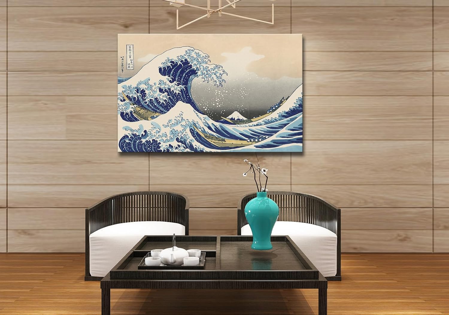 OKEXCKK The Great Wave off Kanagawa by Katsushika Hoki Wall Art Decor, Classic Painting Abstract Seascape Canvas Print Pictures, Modern Japanese Artwork for Bedroom Living Room Decoration - 24"x36"