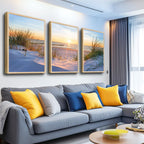 MHARTK66 Wall Decor for Living Room Large Canvas Wall Art for Bedroom Modern Office Pictures Blue Sun Beach Grass Ocean Landscape Paintings Canvas Art Prints Home Decorations